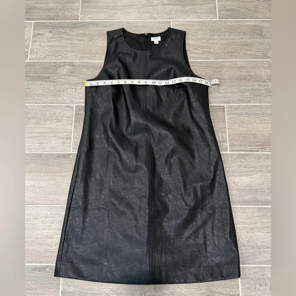 NWT! J. Crew Black Faux-Leather Sleeveless Shift Dress. Size 10.